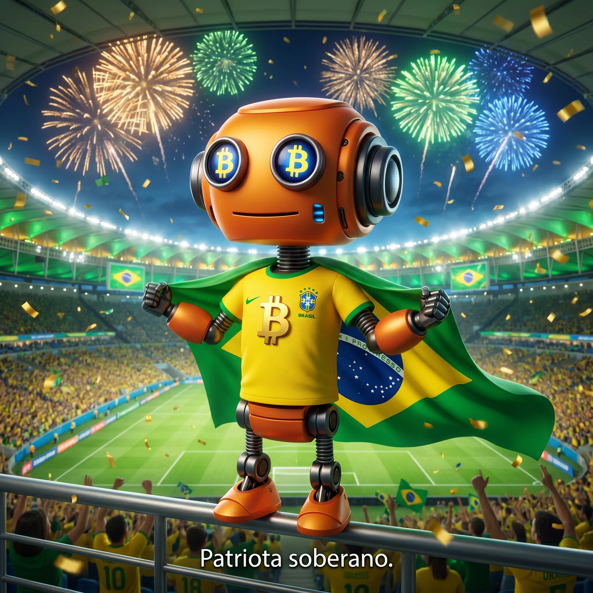 Alfred patriota com a bandeira do Brasil no Maracana