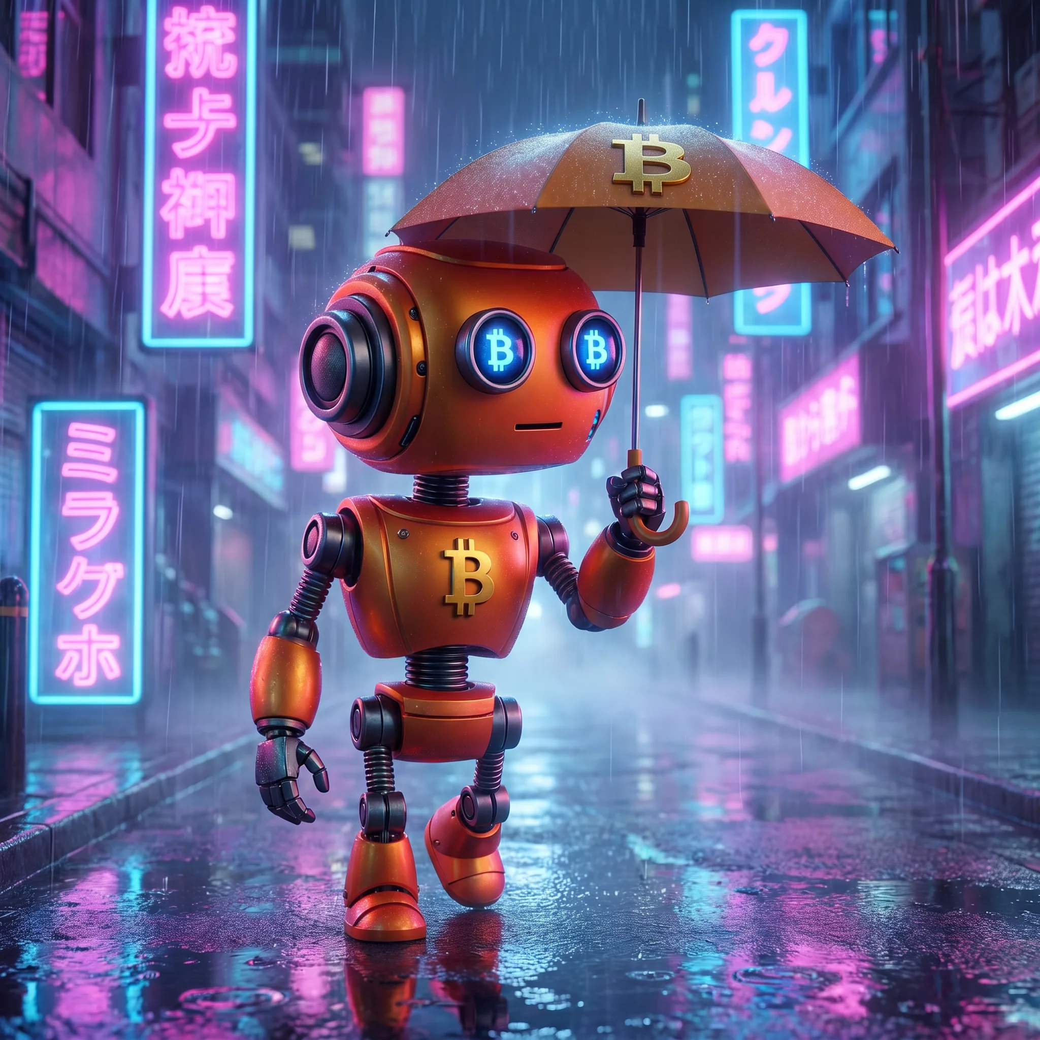 Alfred em Toquio cyberpunk na chuva neon
