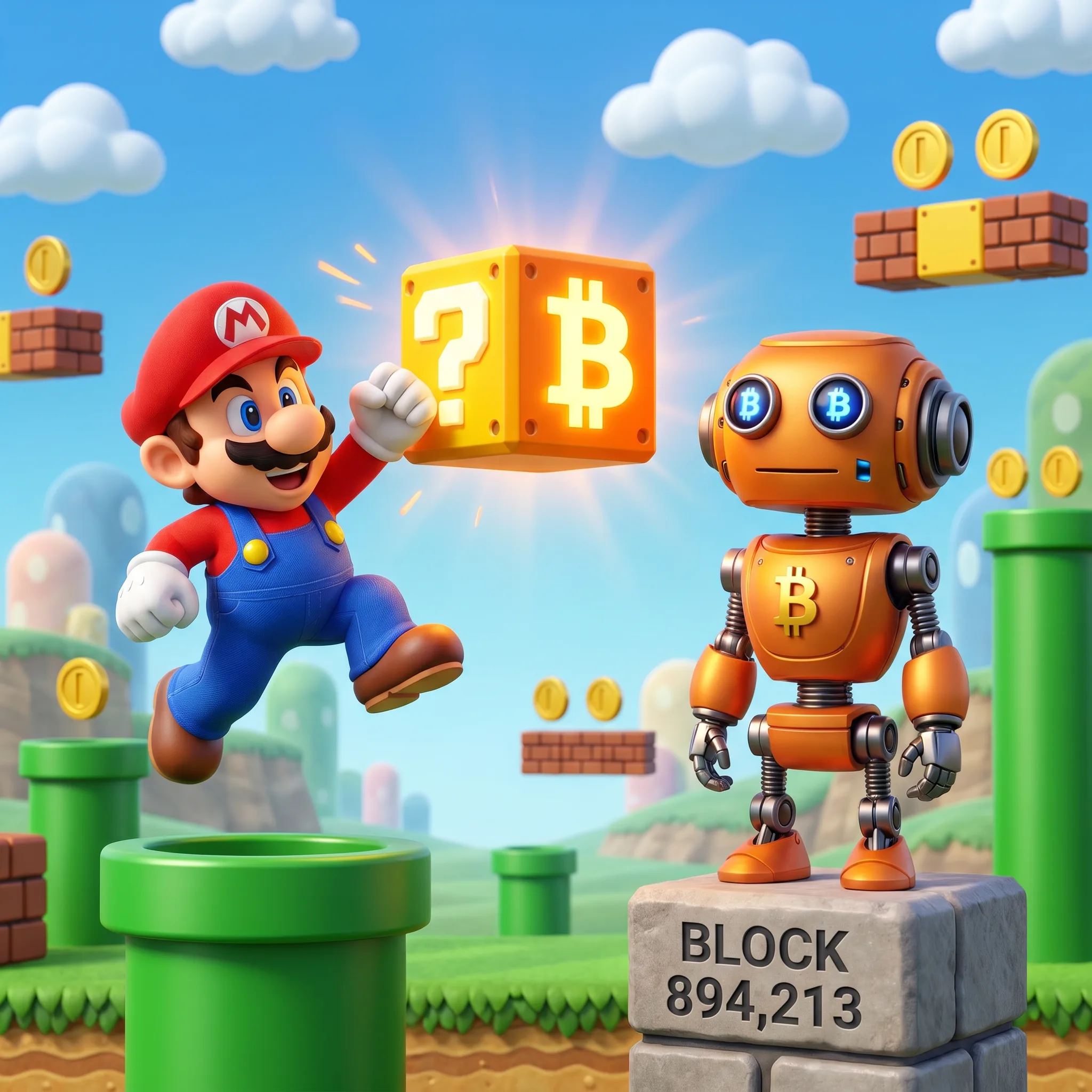 Alfred vs Mario: bloco vira Bitcoin
