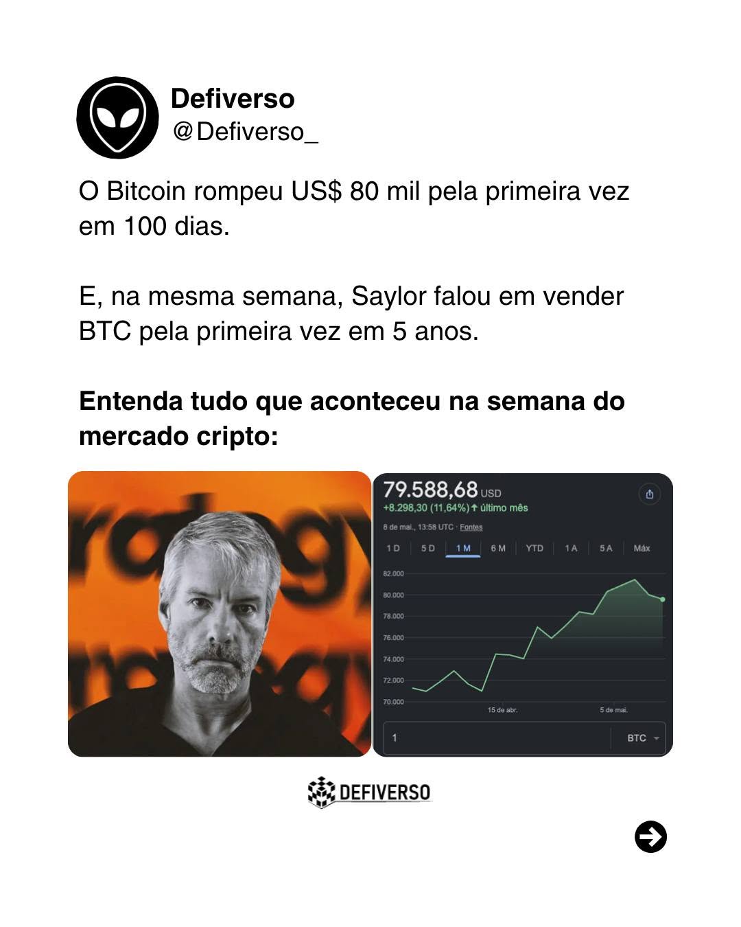 Carrossel Defiverso — resumo semanal cripto