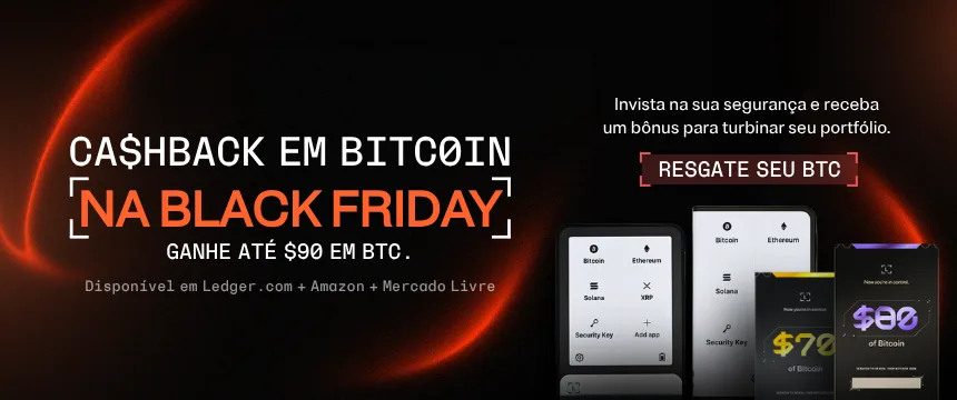 Banner Ledger Black Friday (formato medio): cashback em BTC