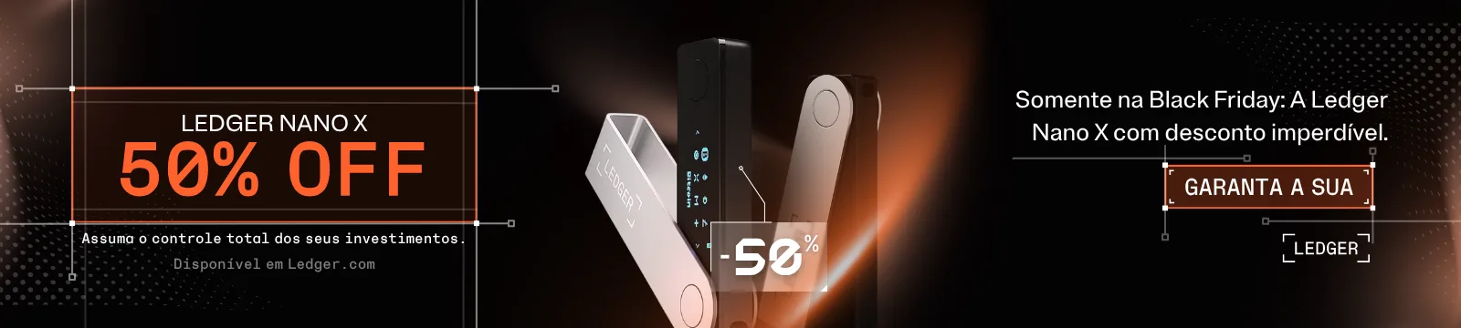 Banner Ledger Black Friday: Ledger Nano X com 50% de desconto