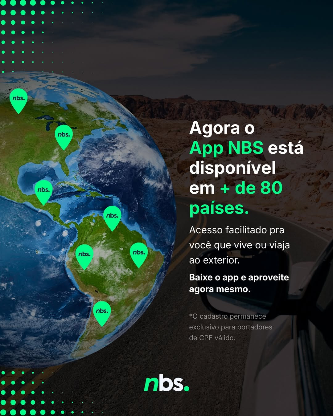 Post NBS — App disponível globalmente