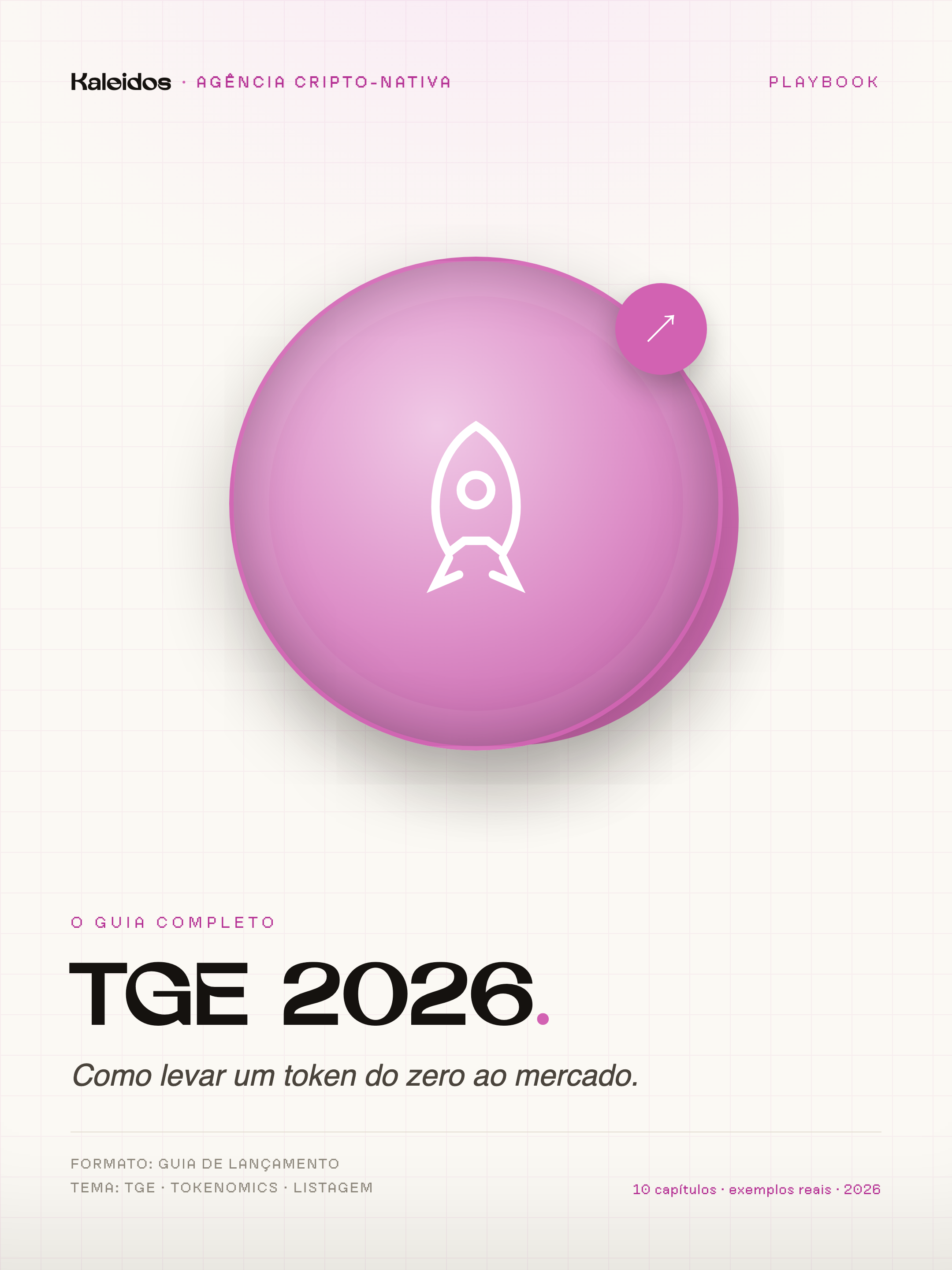 Capa do estudo de TGE da Kaleidos: o lançamento de token destrinchado como processo de marketing, fase a fase.