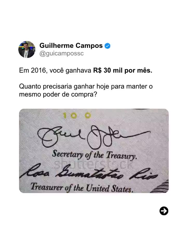 Reel Gui Campos — Quanto você precisa faturar hoje pra viver como em 2016