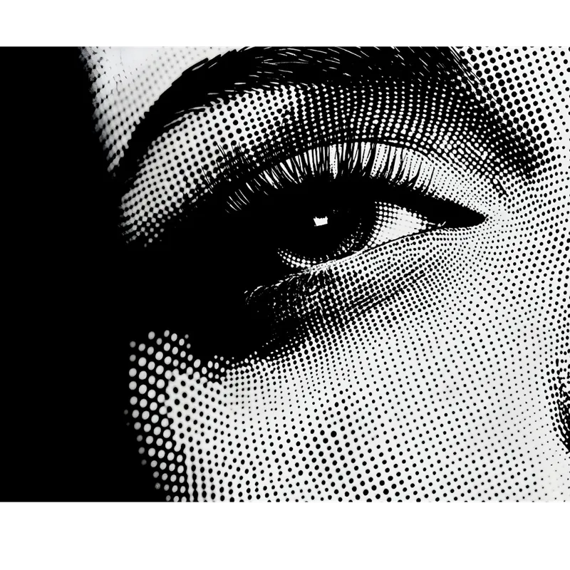Close-up de um olho em meio-tono, o olhar nativo da Kaleidos